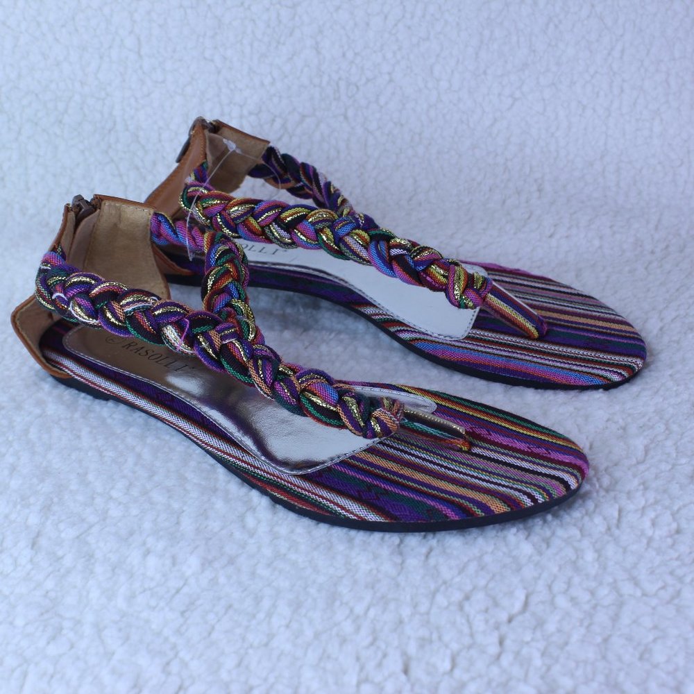 RASOLLI Women's Size 7-1/2‎ Sandals Flats Multicolors New
